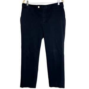 Lauren Ralph Lauren Womens Ankle Pants Sz 14 Black Straight Leg Cotton Elastane